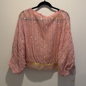 Pink Sequin Vintage 1970s Women's Top NWT